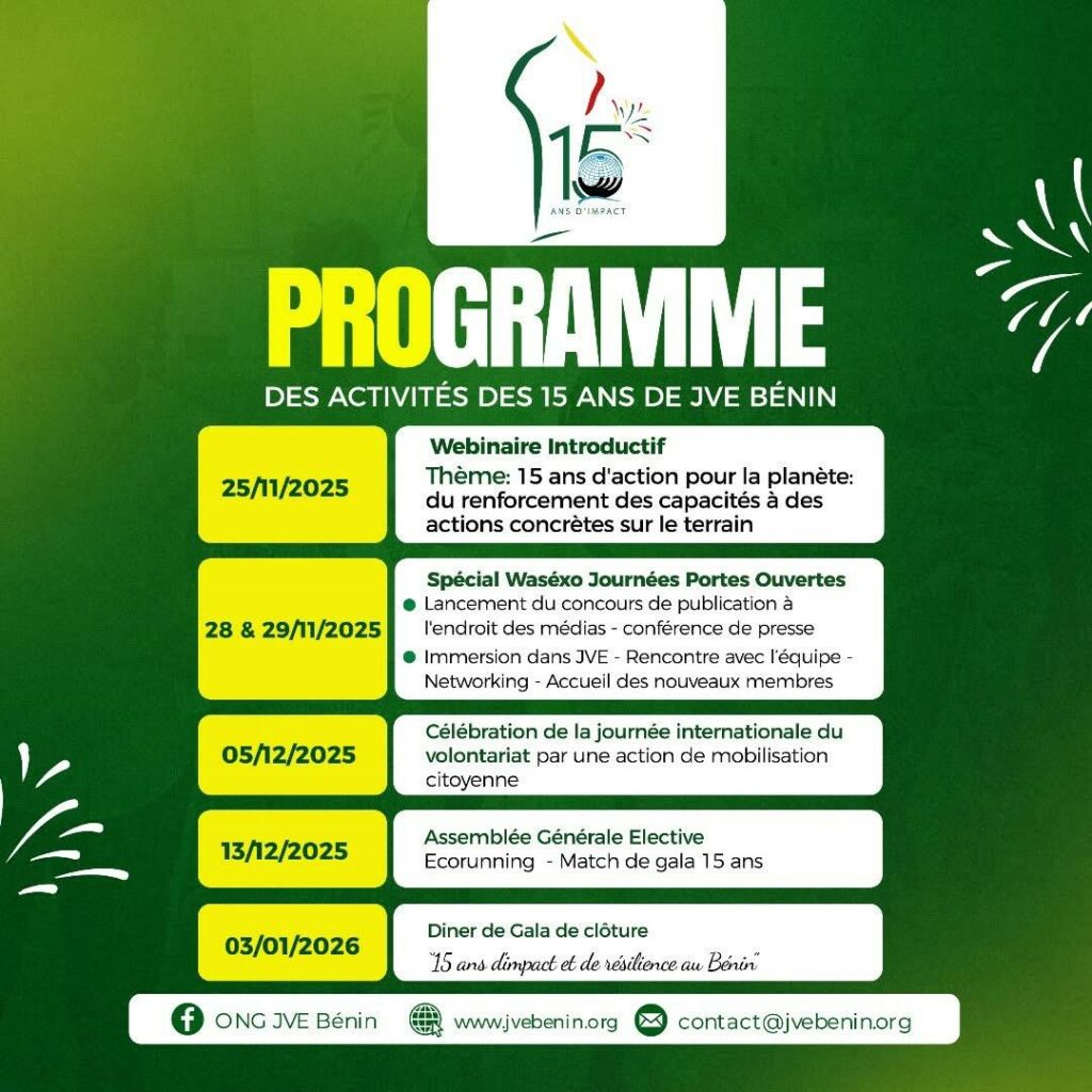 JVE Bénin : 15 ans d’engagement pour la protection de l’environnement et le développement durable